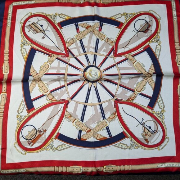 colorful equestrian pattern silky scarf, headwrap, neckerchief - Picture 4 of 7